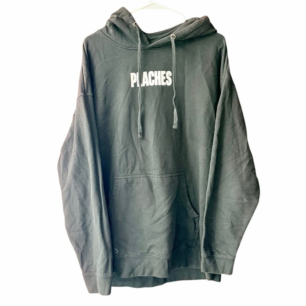 Justice Women's Justin Bieber Peaches Graphic Hoodie Sweatshirt Size XL Black